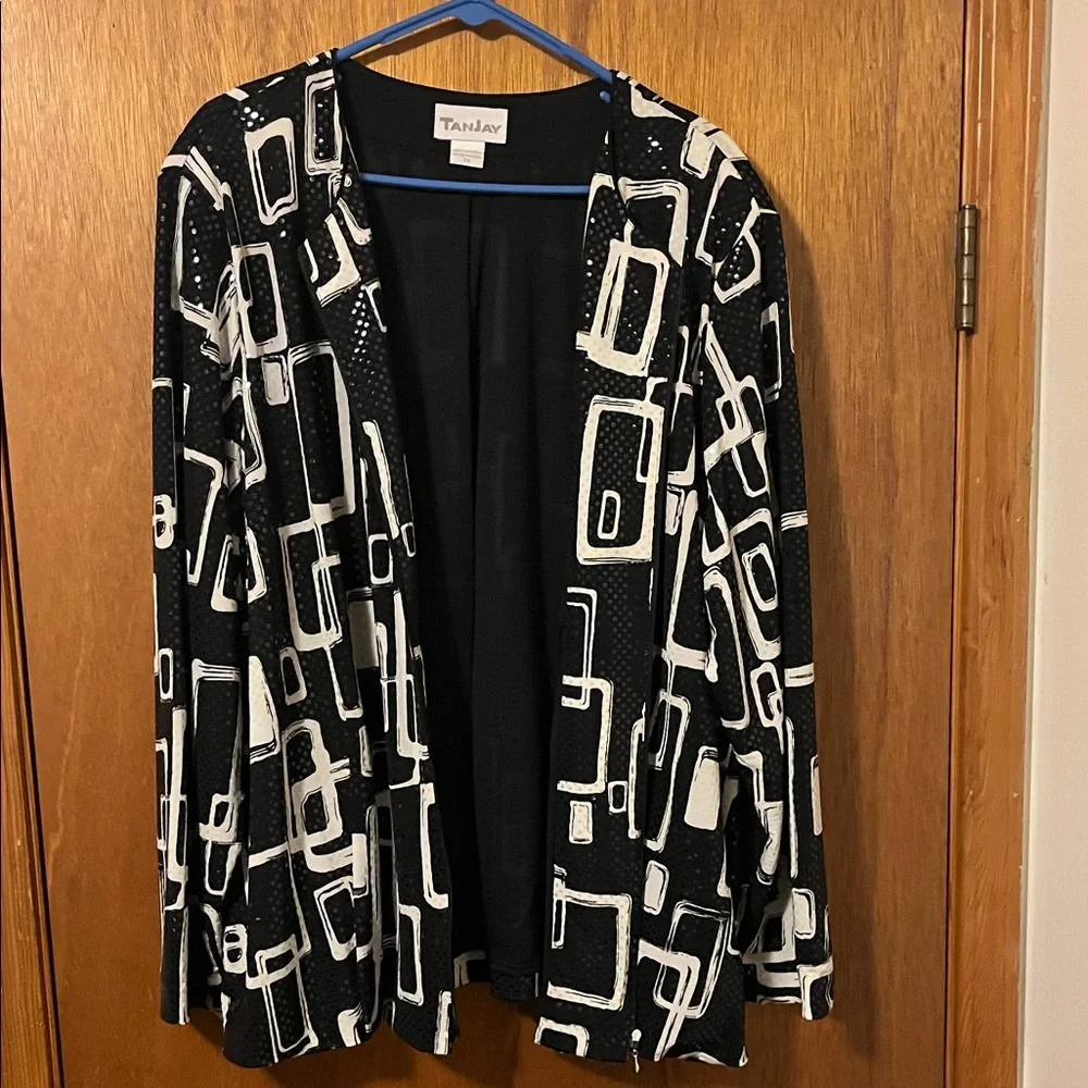TanJay Sequin Black and White Print Blouse/Jacket- Size 3X - Picture 4 of 9